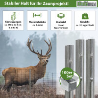 Z-Profil Zaunpfosten 200 cm feuerverzinkt 100x Zaunpfähle 1,5 mm Stärke gestanzte Haken Forstprofil