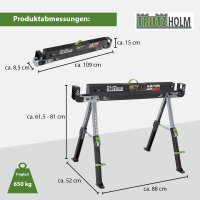 Sägebock 2.0 DELUXE 9-fach höhenverstellbar Klappbock aus Stahl Traglast 650 kg Arbeitsbock Werkbock