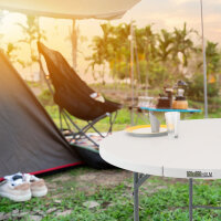 Klapptisch rund Ø 120 cm Höhe 74 cm Kunststoff / Stahl pulverbeschichtet Campingtisch Partytisch