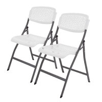 2x Klappstuhl 150 kg ergonomische Sitzform Gartenstuhl wetterfest Campingstuhl Balkonstuhl in weiß