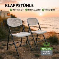 2x Klappstuhl 150 kg ergonomische Sitzform Gartenstuhl wetterfest Campingstuhl Balkonstuhl in weiß