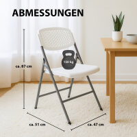 2x Klappstuhl 150 kg ergonomische Sitzform Gartenstuhl wetterfest Campingstuhl Balkonstuhl in weiß