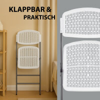 2x Klappstuhl 150 kg ergonomische Sitzform Gartenstuhl wetterfest Campingstuhl Balkonstuhl in weiß