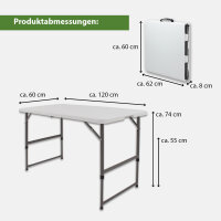 Flohmarkttisch höhenverstellbar 120x60 cm zusammenklappbar Campingtisch Partytisch Tapeziertisch