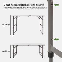 Flohmarkttisch höhenverstellbar 120x60 cm zusammenklappbar Campingtisch Partytisch Tapeziertisch