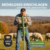 Handramme aus Stahl 90 x 30 cm Einschlaghilfe für Zaunpfosten bis 5 x 5 cm grün pulverlackiert