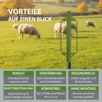 Handramme aus Stahl 90 x 30 cm Einschlaghilfe für Zaunpfosten bis 5 x 5 cm grün pulverlackiert