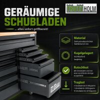 Werkstattwagen Deluxe XXL Anthrazit unbestückt 160 x 91 cm 20 Schubladen Werkbank Sideboard
