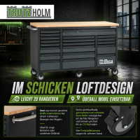 Werkstattwagen Deluxe XXL Anthrazit unbestückt 160 x 91 cm 20 Schubladen Werkbank Sideboard