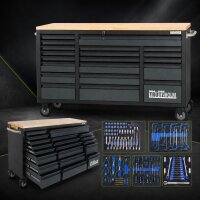 Werkstattwagen Deluxe XXL Anthrazit unbestückt 160 x 91 cm 20 Schubladen Werkbank Sideboard