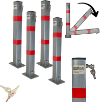 4x Absperrpfosten eckig Parkplatzsperre Sperrpfosten...
