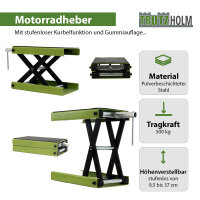 Motorradheber höhenverstellbar bis 500 kg Stahl grün Motorradhebebühne Scherenheber Montagebock      Scherenhubtisch