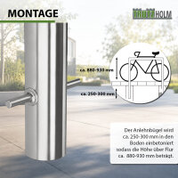 2 x Fahrradanlehnbügel 118 x 78 cm Edelstahl Ø 60 mm Typ U Einbetonieren Fahrradständer Parker Typ U