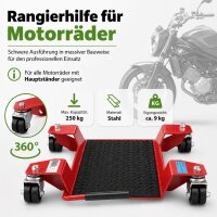 Rangierhilfe für Motorrad mit Ständer rot 54x19 cm Last bis 250kg Rollwagen Rangierplatte