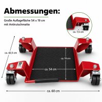 Rangierhilfe für Motorrad mit Ständer rot 54x19 cm Last bis 250kg Rollwagen Rangierplatte