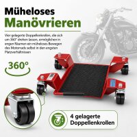 Rangierhilfe für Motorrad mit Ständer rot 54x19 cm Last bis 250kg Rollwagen Rangierplatte