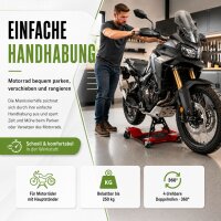Rangierhilfe für Motorrad mit Ständer rot 54x19 cm Last bis 250kg Rollwagen Rangierplatte