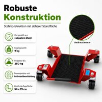 Rangierhilfe für Motorrad mit Ständer rot 54x19 cm Last bis 250kg Rollwagen Rangierplatte