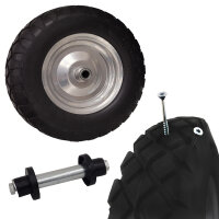 Schubkarrenrad pannensicher Vollgummi 4.80/4.00-8 grau/schwarz + Achse Ersatzrad Reifen PU