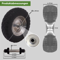 Schubkarrenrad pannensicher Vollgummi 4.80/4.00-8 grau/schwarz + Achse Ersatzrad Reifen PU
