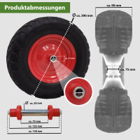 Schubkarrenrad pannensicher Vollgummi 4.80/4.00-8 rot/schwarz + Achse Ersatzrad Reifen PU