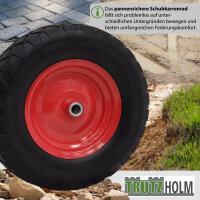 Schubkarrenrad pannensicher Vollgummi 4.80/4.00-8 rot/schwarz + Achse Ersatzrad Reifen PU
