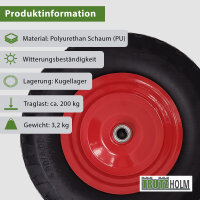 Schubkarrenrad pannensicher Vollgummi 4.80/4.00-8 rot/schwarz + Achse Ersatzrad Reifen PU