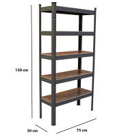 2x Wohnzimmerregal 150x75x30 cm dunkel Traglast je 650 kg Steckregal Schwerlastregal Lagerregal