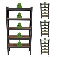 4x Wohnzimmerregal 150x75x30 cm dunkel Traglast/Regal 650 kg Steckregal Schwerlastregal Lagerregal