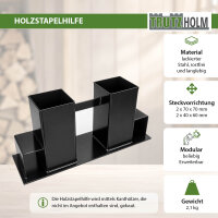 Holzstapelhilfe 2er Set Halterung 34 x 10 cm lackierter Stahl schwarz Holzstapelhalter