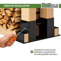 Holzstapelhilfe 2er Set Halterung 34 x 10 cm lackierter Stahl schwarz Holzstapelhalter