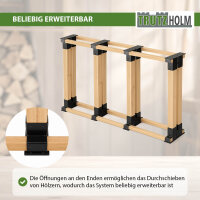 Holzstapelhilfe 2er Set Halterung 34 x 10 cm lackierter Stahl schwarz Holzstapelhalter