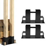 Holzstapelhilfe 2er Set Halterung 34 x 10 cm lackierter Stahl schwarz Holzstapelhalter