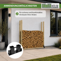 Holzstapelhilfe 2er Set Halterung 34 x 10 cm lackierter Stahl schwarz Holzstapelhalter