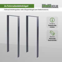 2 x Fahrradanlehnbügel 119 x 39 cm Flachstahl 13 mm Anthrazit  Einbetonieren Anlehnbügel Parker Typ U