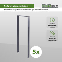 5 x Fahrradanlehnbügel 119 x 39 cm Flachstahl 13 mm Anthrazit  Einbetonieren Anlehnbügel Parker Typ U