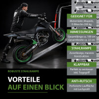 TRUTZHOLM 2x Auffahrrampe 189 cm Stahl 400 kg klappbar geriffelt rutschfest Verladerampe Rampe