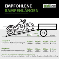 TRUTZHOLM 2x Auffahrrampe 189 cm Stahl 400 kg klappbar geriffelt rutschfest Verladerampe Rampe