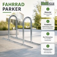 2x Fahrradparker 140x43x88 cm Anlehnbügel Fahrradständer bis zu 8 Stellplätze Stahl feuerverzinkt
