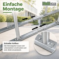 2x Fahrradparker 140x43x88 cm Anlehnbügel Fahrradständer bis zu 8 Stellplätze Stahl feuerverzinkt