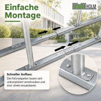 5 x Fahrradanlehnbügel 140 x 88 cm Stahl feuerverzinkt Ø 50 mm grau freistehend Fahrradständer Parker Typ U