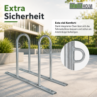 5 x Fahrradanlehnbügel 140 x 88 cm Stahl feuerverzinkt Ø 50 mm grau freistehend Fahrradständer Parker Typ U
