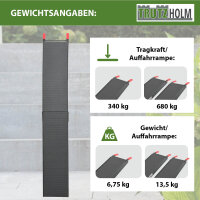 TRUTZHOLM 1x Auffahrrampe klappbar Alu 205 cm Traglast 340 kg Rampe geriffelt Motorradrampe schwarz
