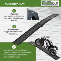 TRUTZHOLM 1 x Auffahrrampe klappbar 226 cm Traglast 680 kg Alu geriffelt Motorradrampe Verladerampe