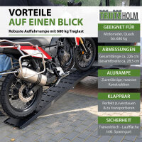 TRUTZHOLM 1x Auffahrrampe Alu klappbar 226 cm Traglast 680 kg Verladerampe inkl. Spanngurt