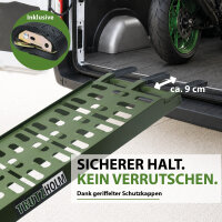 TRUTZHOLM 1x Auffahrrampe klappbar 228 cm Traglast 340 kg Alu oliv gelocht Motorradrampe Mofarampe