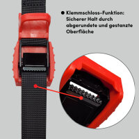 4x Spanngurt Zurrgurt Klemmschloss mit Gummischutzkappe1 tlg 2 m x 2,5 cm 500 kg