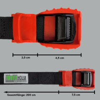 4x Spanngurt Zurrgurt Klemmschloss mit Gummischutzkappe1 tlg 2 m x 2,5 cm 500 kg
