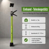 2x Montagestütze kurz 57 - 117 cm Klicksystem Türspanner Teleskopstütze Einhandstütze Zargenspanner