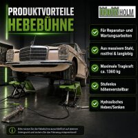 Doppel-Hebebühne hydraulisch max. Arbeitslast 2x 680 kg höhenverstellbar 11-45,5 cm Nutzbreite je 34 cm Pkw